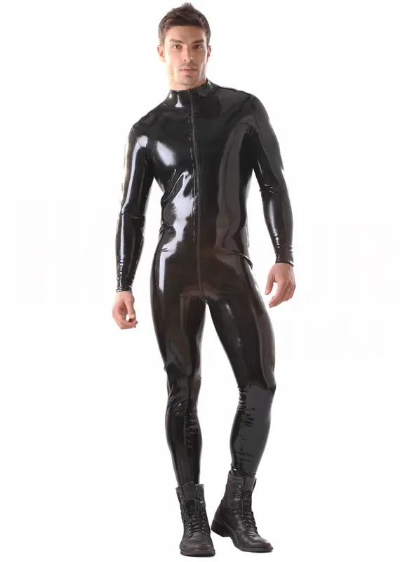 Latex Catsuit für Herren mit Frontzip