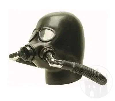 Latex Gasmaske m. Faltenschläuchen