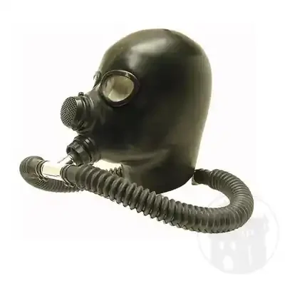 Latex Gasmaske mit 2 Faltenschläuchen