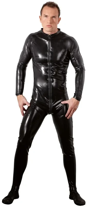 Latex Herren Overall schwarz