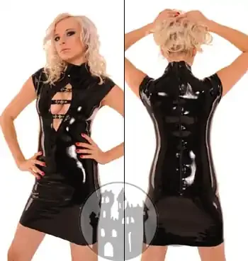 Latex Kleid mit Schnallendecolleté