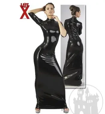 Latex Kleid schwarz mit Stehkragen