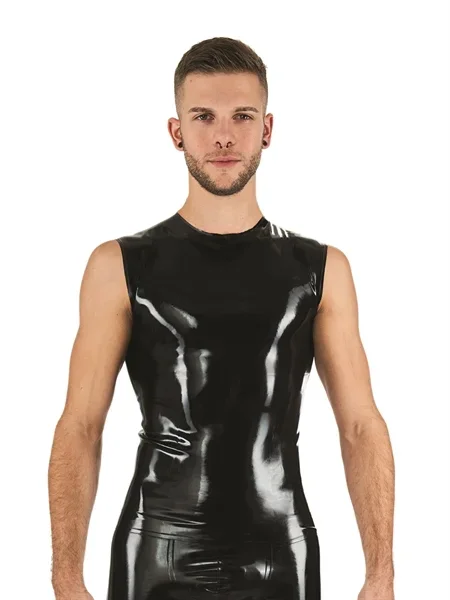 Latex Shirt ärmellos schwarz
