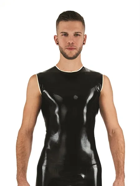 Latex Shirt ärmellos schwarz/weiß