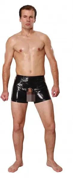 Latex Shorts mit Penisring- Hybridmaterial