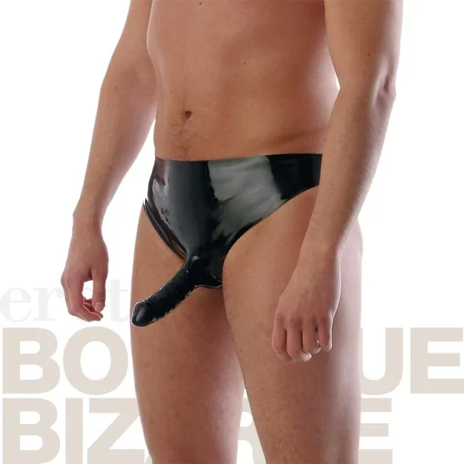 Latex-Slip mit Penishülle und Analdildo