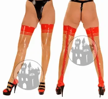 Latex Strümpfe mit farbigen Rändern