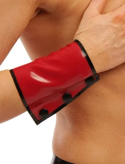 Latexmanschetten ‚color‘ (Farbe: Rot, Kontrastfarbe: Schwarz)