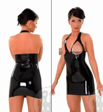 Latexminikleid brustfrei mit Triangelträger