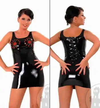 Latexminikleid mit Kreiselementen