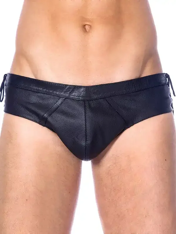 Leder-Brief mit Schnürung, schwarz