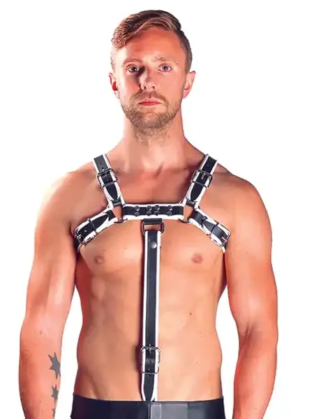 Leder Brust-Harness Extension Riemen weiß