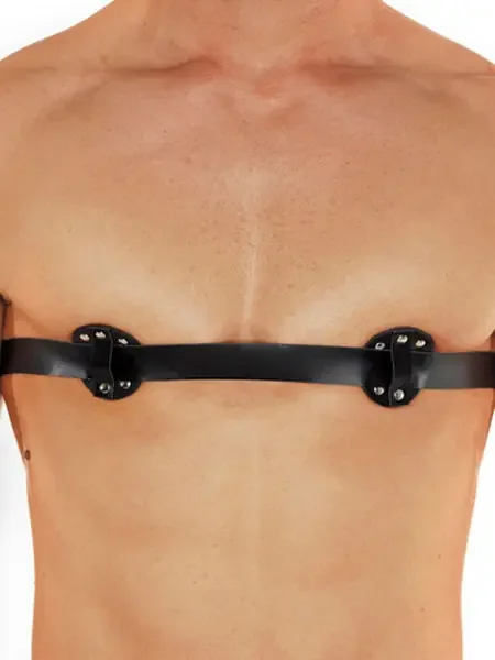 Leder-Brustgurt mit Innendornen, schwarz