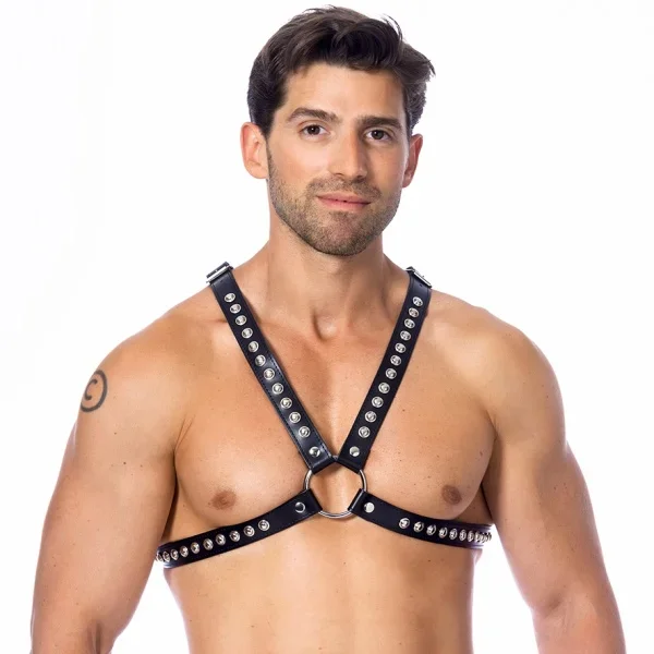 Leder Brustharness mit Nieten