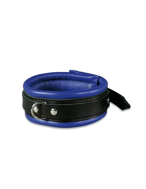 Leder-Halsfessel blau/schwarz