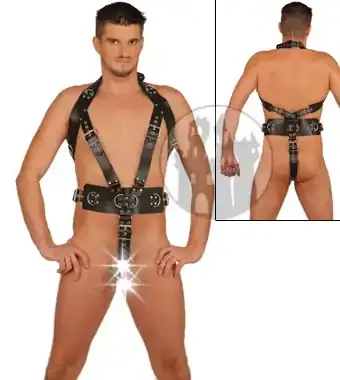 Leder Harness mit Penisring