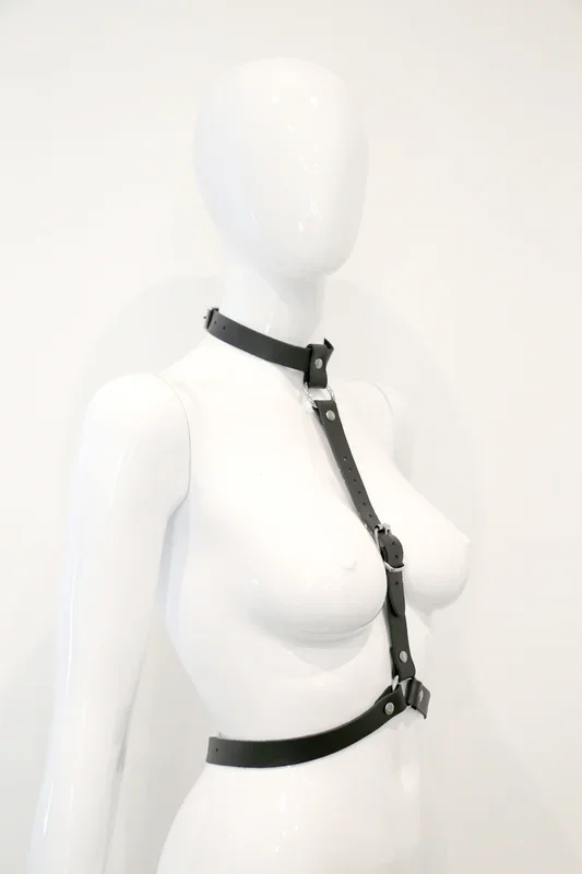 Leder Harness-Taillengurt und Halsband – L/XL
