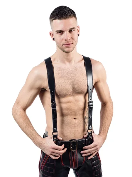 Leder Hosenträger schwarz (Grösse: L)