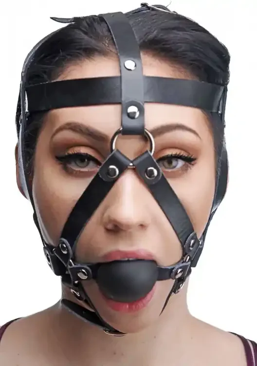Leder Kopf Harness mit Ballknebel