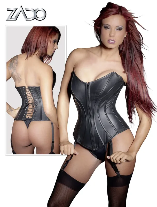 Leder Korsett mit 4 abnehmbaren Strapsen