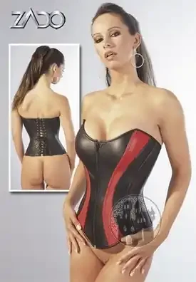 Leder Korsett schwarz/rot