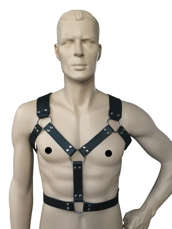 Leder Männerharness mit Handfessel