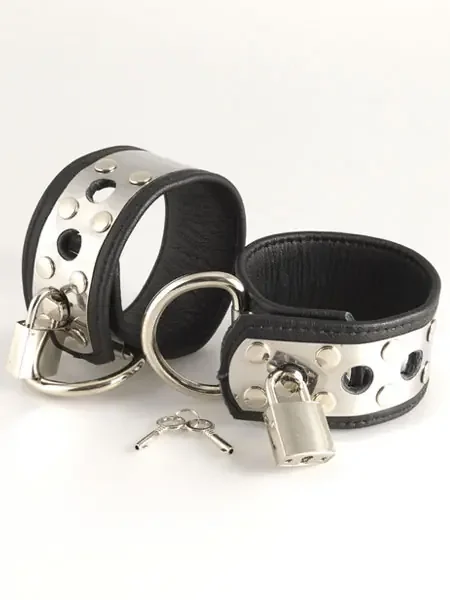 Leder-Metall-Handfesseln mit Schloss