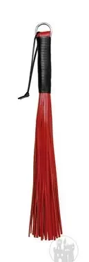 Leder Peitsche rot m. 48 Riemen