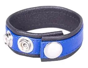 Leder Penisring Blau und Schwarz