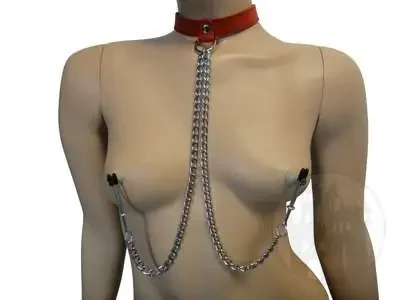 Lederhalsband m. Kette & Pinzette