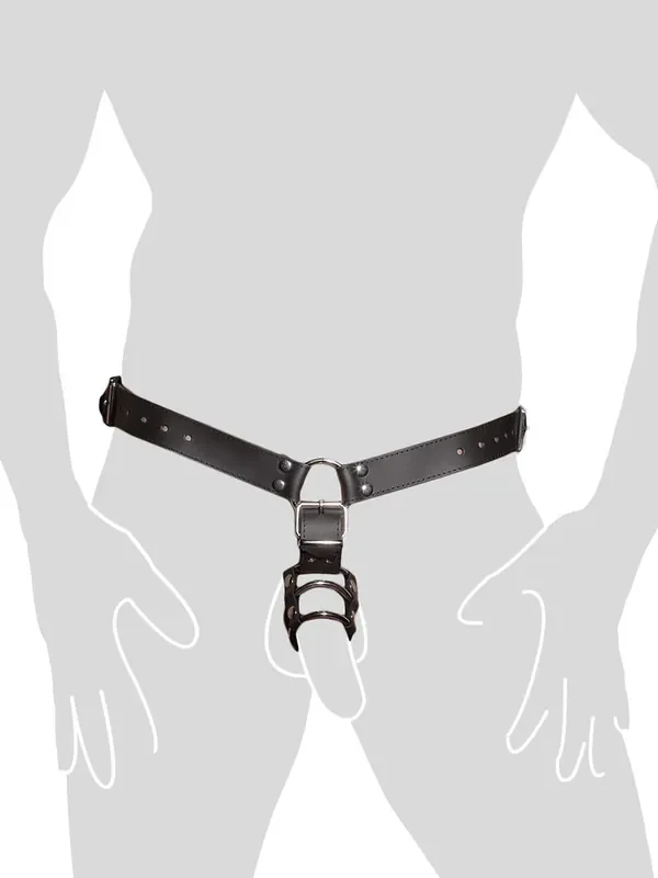 Lederstring mit Penisringen und Analdildo