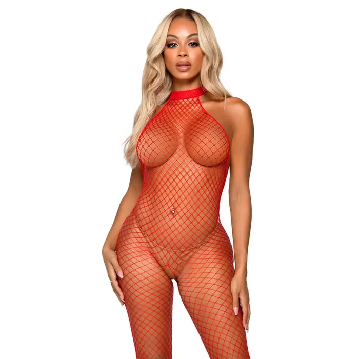 Leg Avenue Racer Neck Bodystocking One Size – Rot