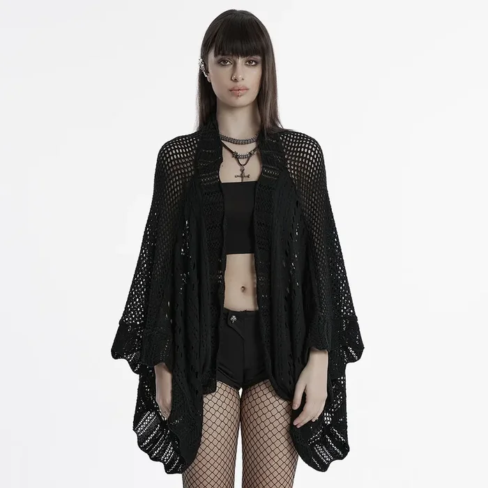 Leichter Strickcardigan mit dunklem Gothic-Charme