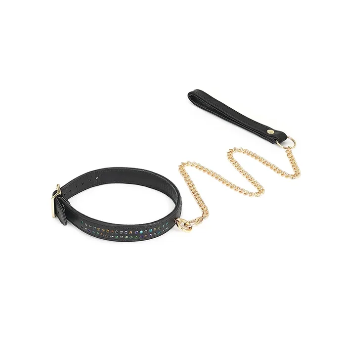 Liebe Seele Shining Girl – Handcrafted Rindsleder Halsband u Leine mit Strasssteinen