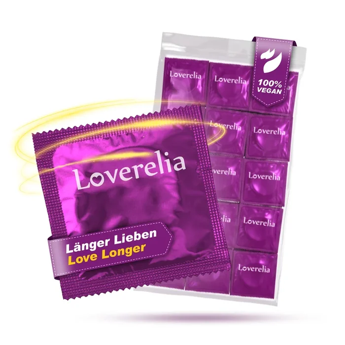 Loverelia Länger Lieben Kondome – konturierte Form unterstützt die Erektion – vegan – 53mm