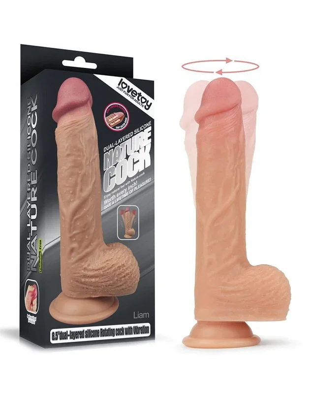 LoveToy Rotierender & Heizender Dildo – Realistischer Dildo 21,5 cm Ø4 cm + Wärmfunktion