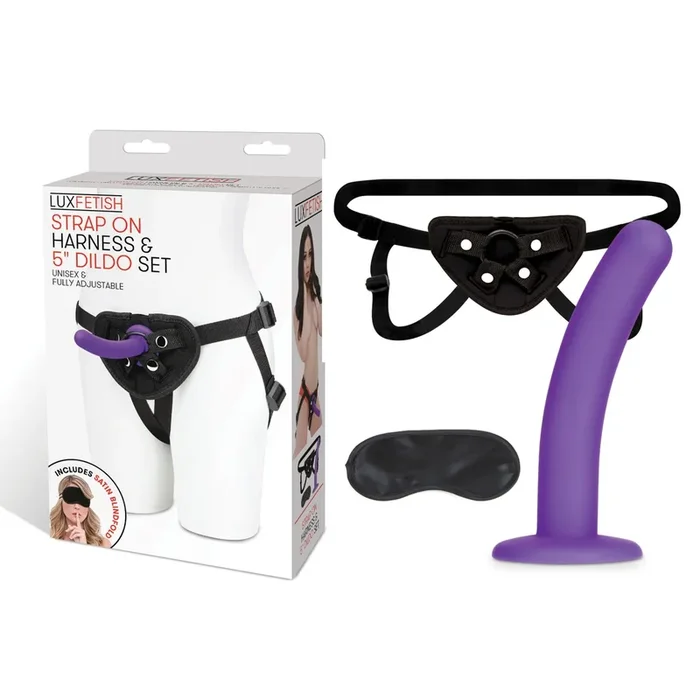 LUX FETISH Strap on Harness & 5″ Dildo Set