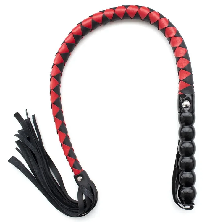 Mahagoni Peitsche 90cm Schwarz und rot