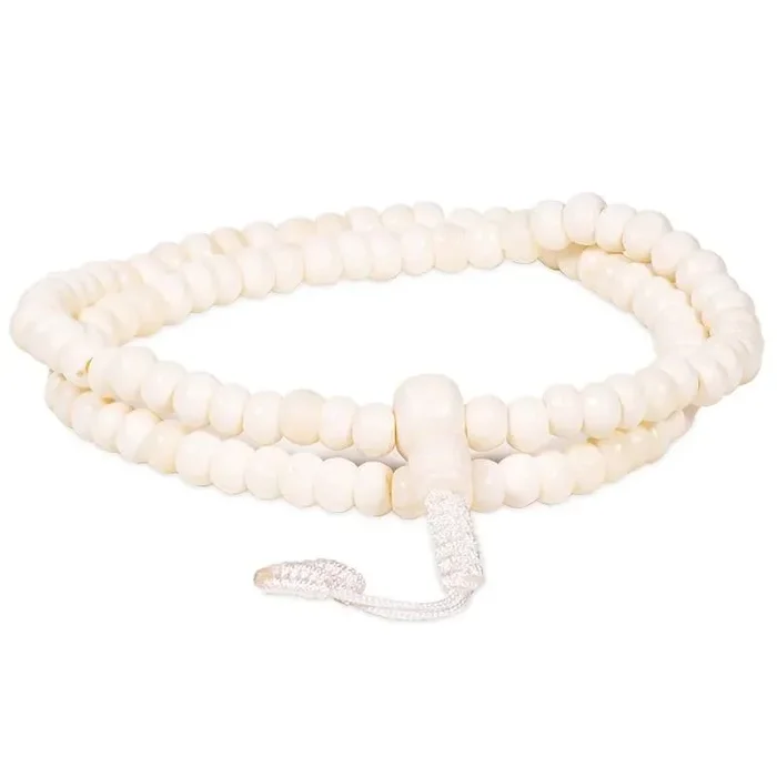 Mala Knochen hell – mit Guru Perle – verstellbar