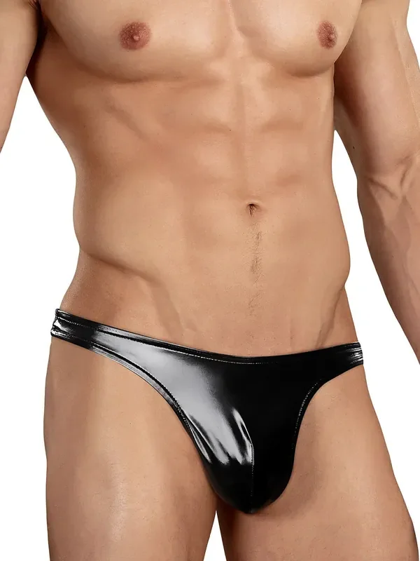Male Power Classic Liquid Onyx Wetlook-String, schwarz