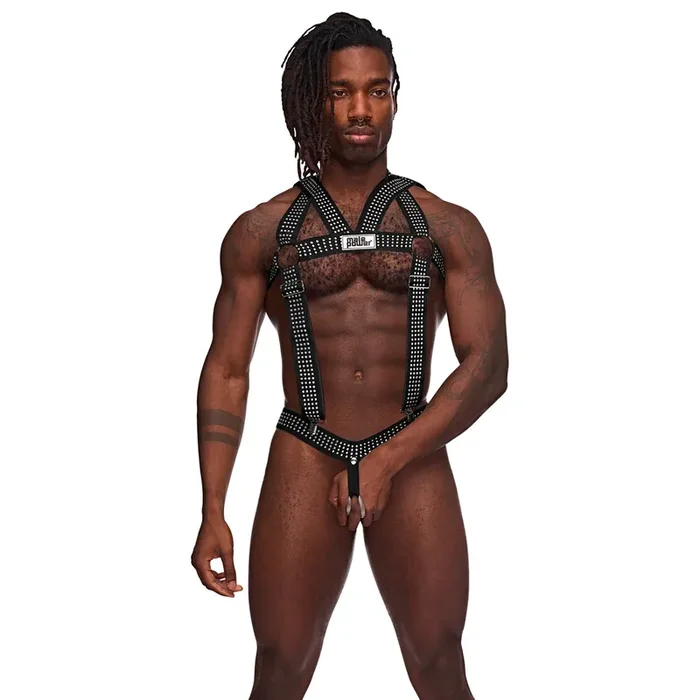 Male Power Elastic Studded Harness mit Penisring