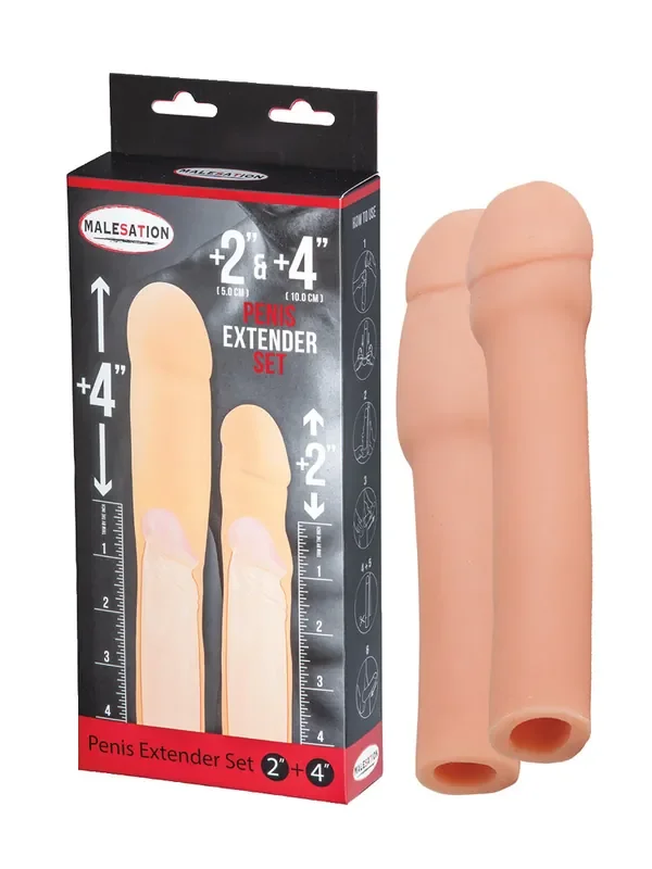 Malesation Penis Extender 2‘‘+4‘‘ Penishüllen-Set, haut