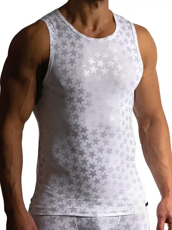 MANSTORE M2421 Tank Top, weiß/silber