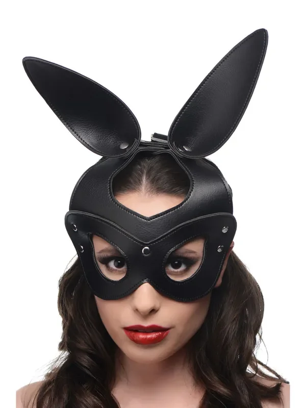 Master Series Bad Bunny Leder-Kopfmaske, schwarz