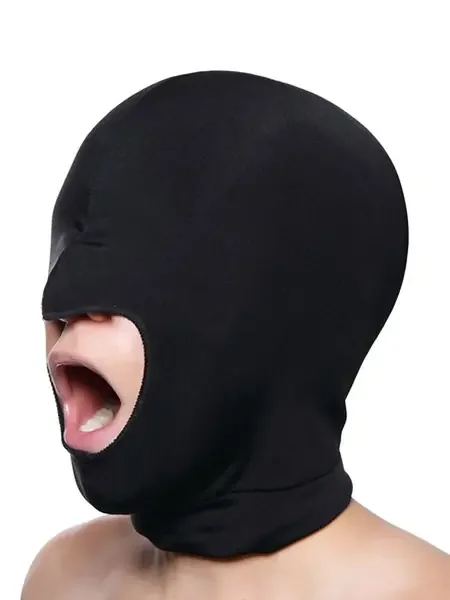 Master Series Blow Hole Open Mouth Spandex Hood Kopfmaske, schwarz