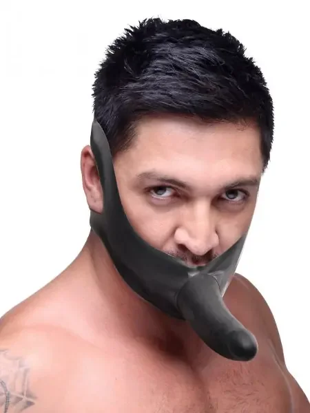 Master Series Face Fuk On Mouth Gag Strap On, schwarz