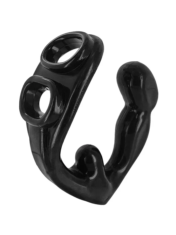 Master Series Rogue Penis- und Hodenring mit Analplug, schwarz