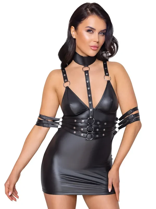 Mattlook-Minikleid, schwarz