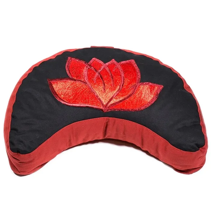 Meditationskissen Lotus rot/schwarz – Halbmondform