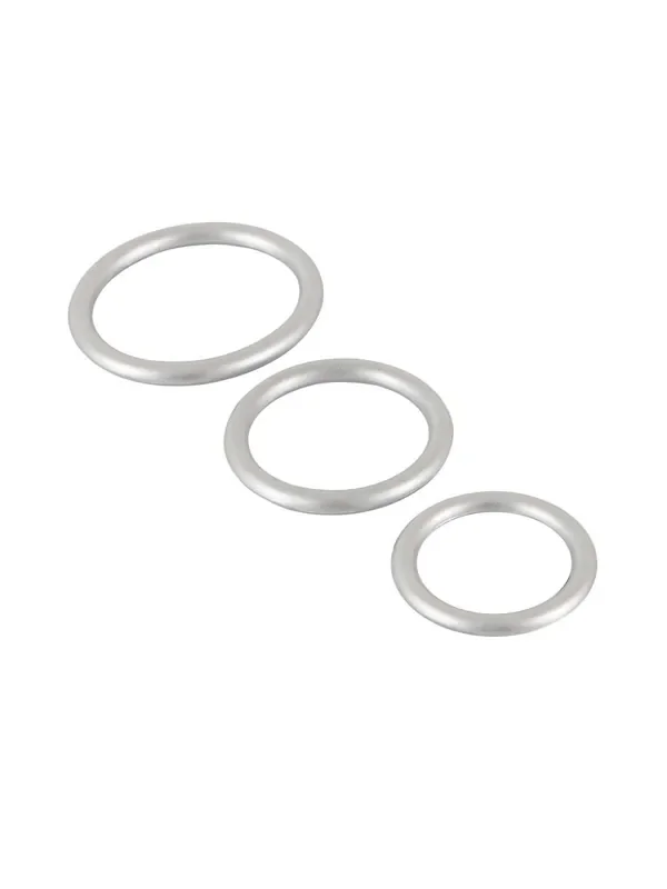 Metallic Silicone Cockring-Set Penisringset, silber